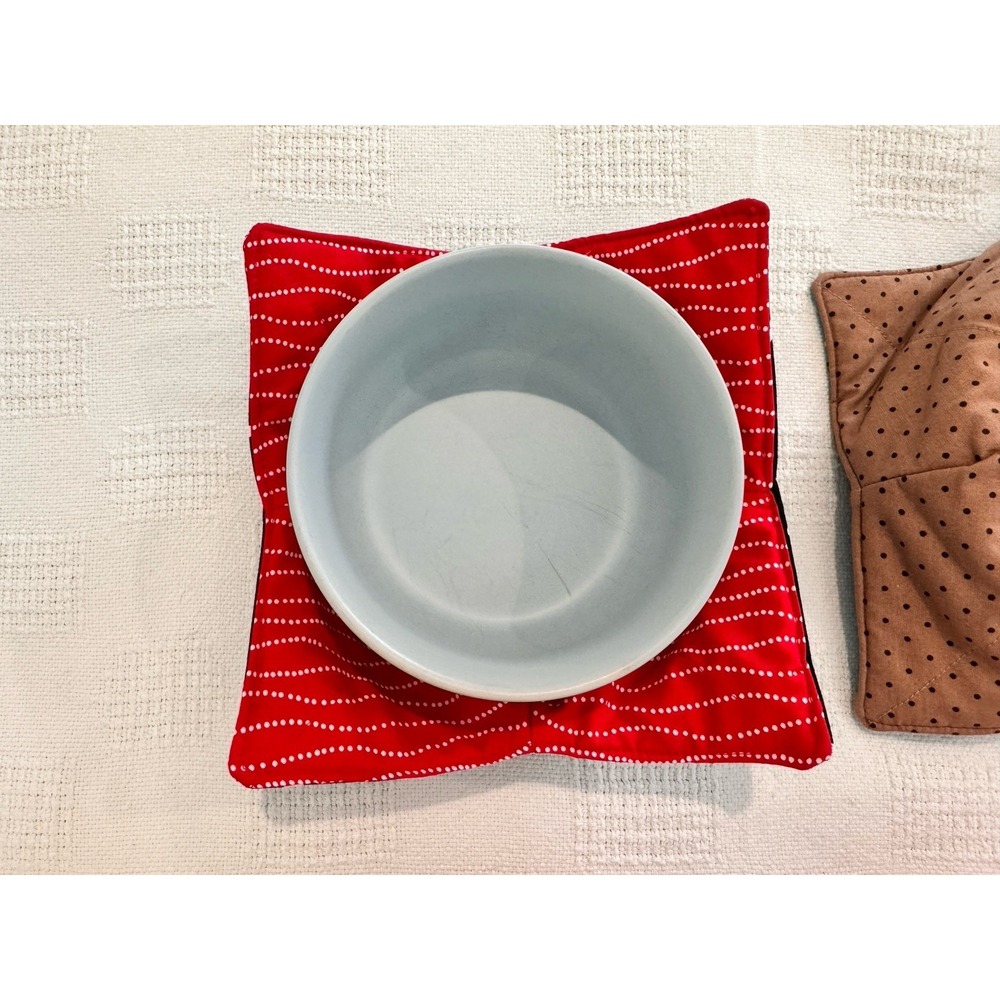 Handmade Bowl Cozy Set Paw Print Casserole Carrier Microwave Hot Pad 3pc - Picture 13 of 14
